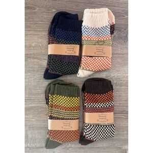 Fashion Boutique 4 Pair Wool Blend Crew Socks Multi Color Fair Isle Pattern NWT